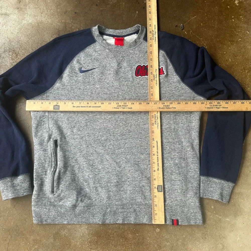 Nike Sweatshirt Mens Large Grey Ole Miss Rebels Raglan Side Zip Pocket